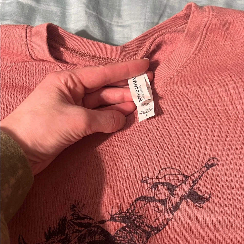 Bella Canvas Dusty Pink Cowgirl Western Graphic Cropped Sweatshirt - Picture 3 of 3